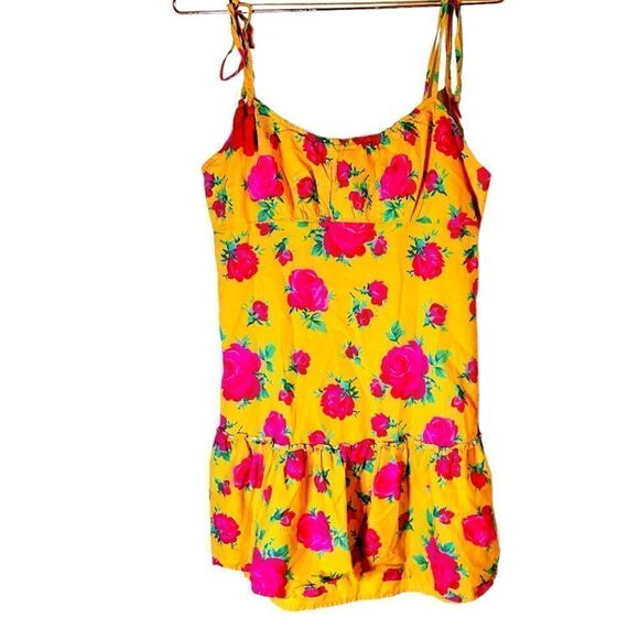 EUC Vintage  Betsey Johnson Rose Print Sleeveless Drop Waist Dress Medium - Picture 4 of 7